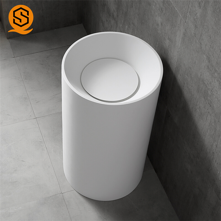 深圳人造石洗手盆立柱白色方形酒店家庭定制