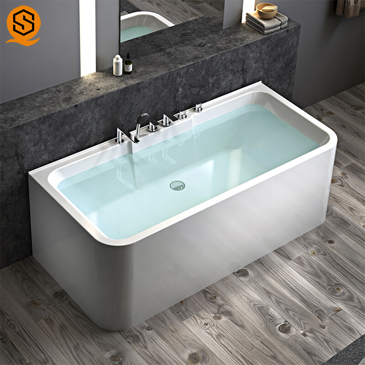 人造石复合亚克力浴缸长方形白色黑色抗黄能修复
