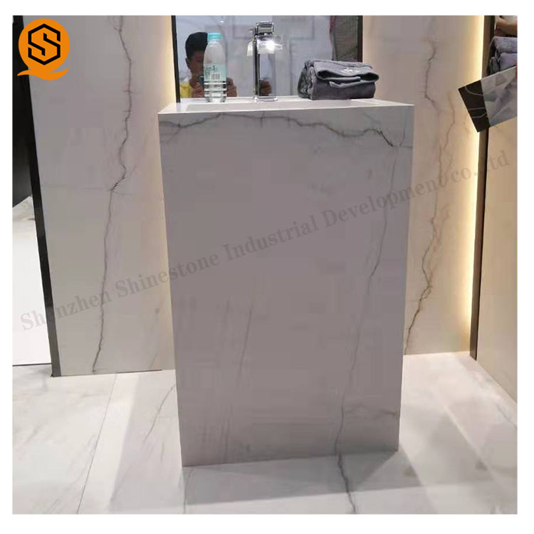 工厂人造石定制星级酒店洗手间欧式亚克力白色立柱盆