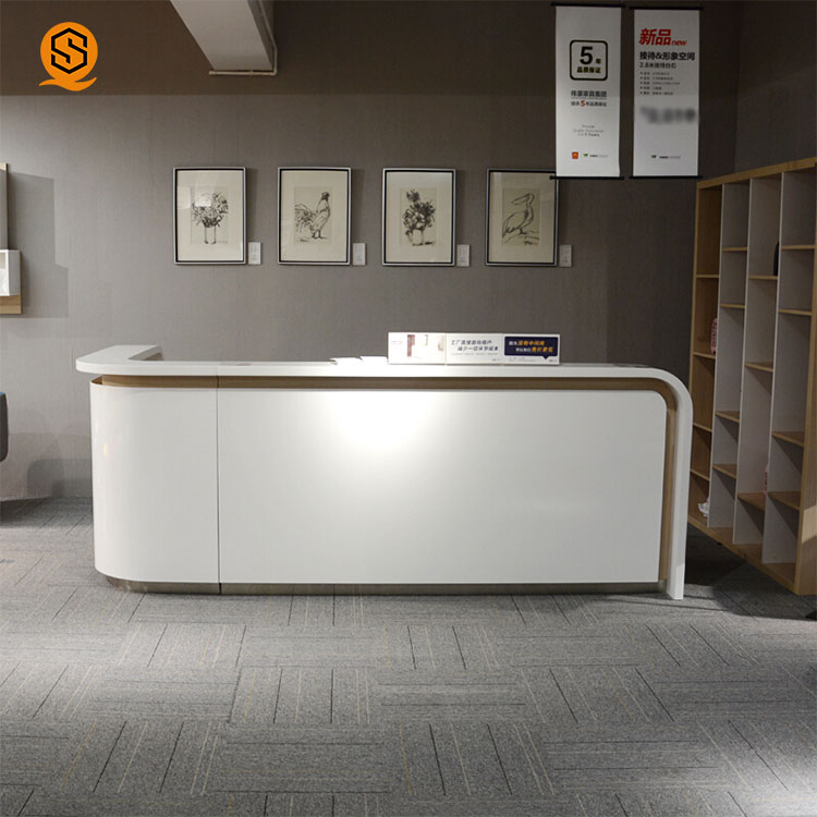 深圳厂家直销亚克力人造石接待台白色异型个性化商用定制
